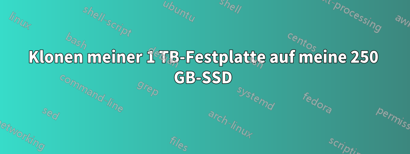 Klonen meiner 1 TB-Festplatte auf meine 250 GB-SSD