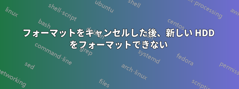 フォーマットをキャンセルした後、新しい HDD をフォーマットできない