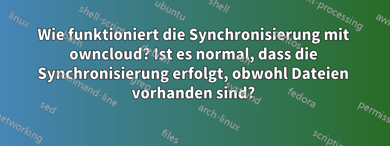 Wie funktioniert die Synchronisierung mit owncloud? Ist es normal, dass die Synchronisierung erfolgt, obwohl Dateien vorhanden sind?