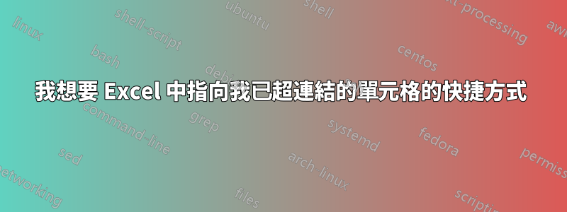 我想要 Excel 中指向我已超連結的單元格的快捷方式