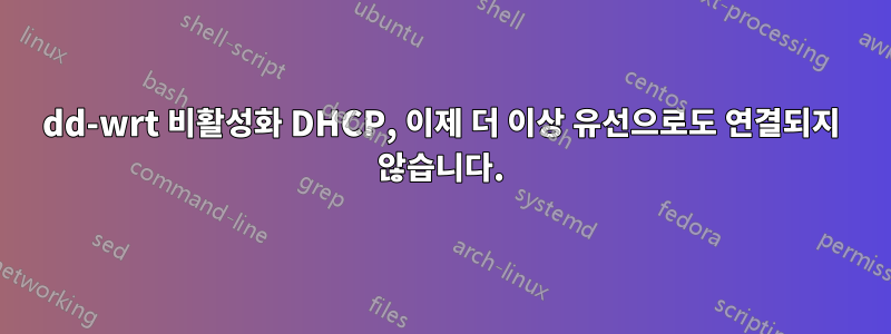 dd-wrt 비활성화 DHCP, 이제 더 이상 유선으로도 연결되지 않습니다.