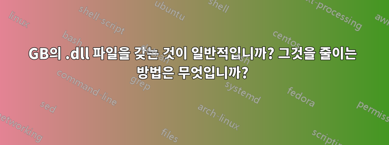 14GB의 .dll 파일을 갖는 것이 일반적입니까? 그것을 줄이는 방법은 무엇입니까?