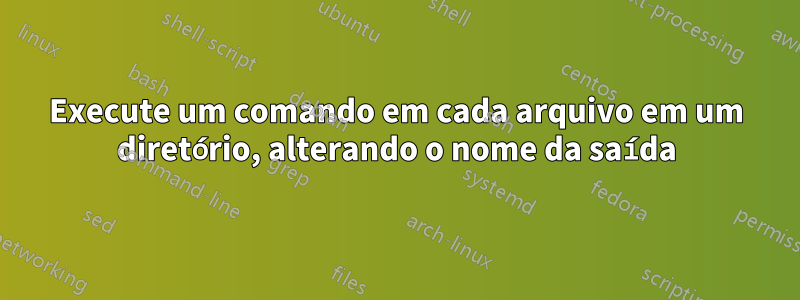 Execute um comando em cada arquivo em um diretório, alterando o nome da saída