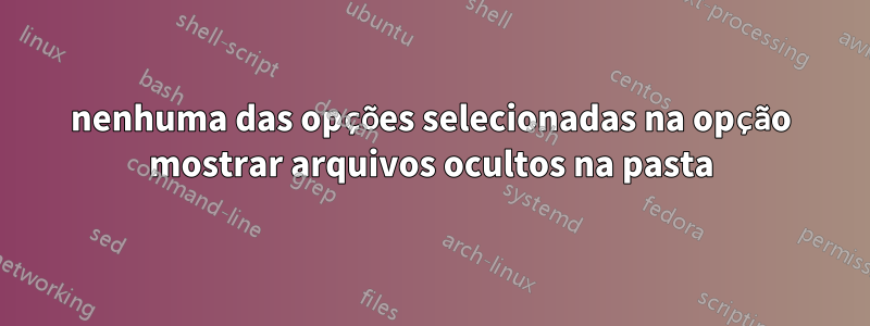 nenhuma das opções selecionadas na opção mostrar arquivos ocultos na pasta