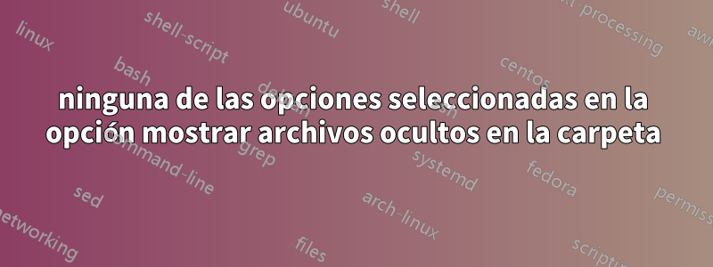 ninguna de las opciones seleccionadas en la opción mostrar archivos ocultos en la carpeta