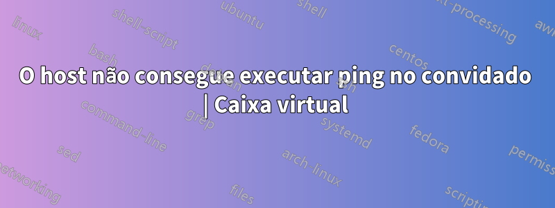 O host não consegue executar ping no convidado | Caixa virtual