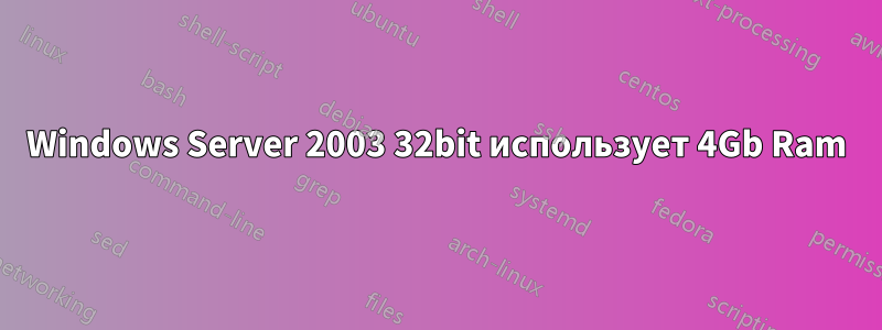 Windows Server 2003 32bit использует 4Gb Ram