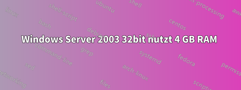 Windows Server 2003 32bit nutzt 4 GB RAM