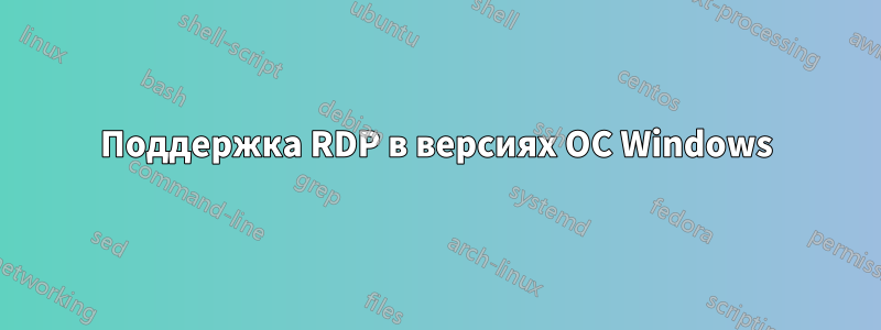 Поддержка RDP в версиях ОС Windows