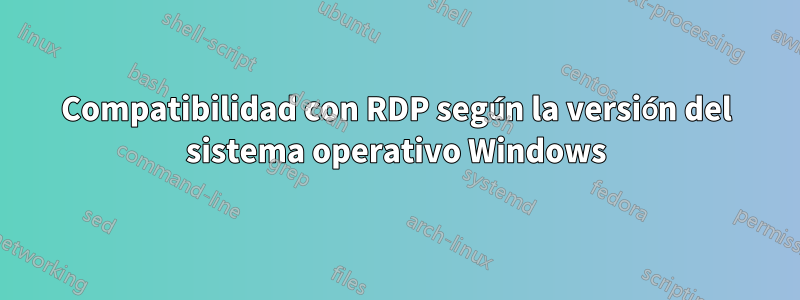 Compatibilidad con RDP según la versión del sistema operativo Windows