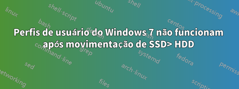 Perfis de usuário do Windows 7 não funcionam após movimentação de SSD> HDD