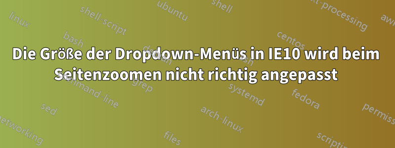 Die Größe der Dropdown-Menüs in IE10 wird beim Seitenzoomen nicht richtig angepasst