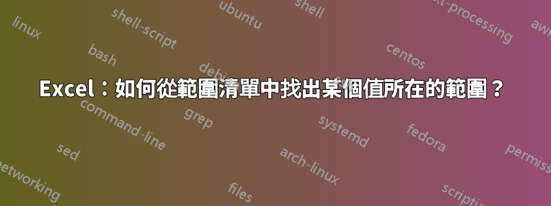 Excel：如何從範圍清單中找出某個值所在的範圍？