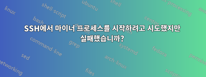 SSH에서 마이너 프로세스를 시작하려고 시도했지만 실패했습니까?