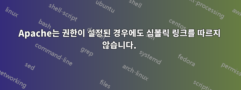 Apache는 권한이 설정된 경우에도 심볼릭 링크를 따르지 않습니다.