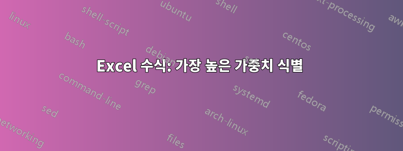 Excel 수식: 가장 높은 가중치 식별