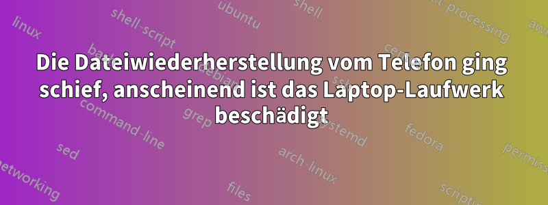 Die Dateiwiederherstellung vom Telefon ging schief, anscheinend ist das Laptop-Laufwerk beschädigt