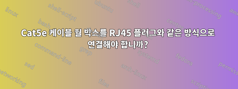 Cat5e 케이블 월 박스를 RJ45 플러그와 같은 방식으로 연결해야 합니까?