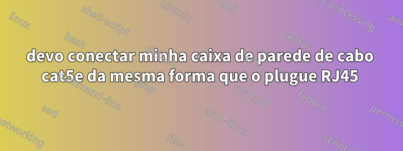 devo conectar minha caixa de parede de cabo cat5e da mesma forma que o plugue RJ45