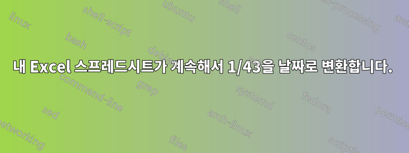 내 Excel 스프레드시트가 계속해서 1/43을 날짜로 변환합니다.