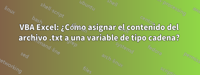 VBA Excel: ¿Cómo asignar el contenido del archivo .txt a una variable de tipo cadena?