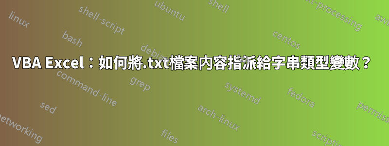 VBA Excel：如何將.txt檔案內容指派給字串類型變數？