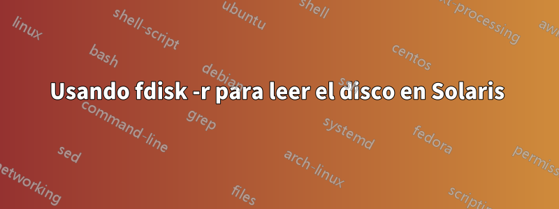 Usando fdisk -r para leer el disco en Solaris