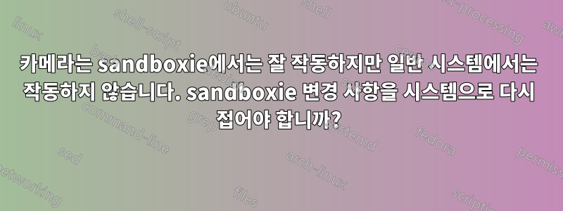 카메라는 sandboxie에서는 잘 작동하지만 일반 시스템에서는 작동하지 않습니다. sandboxie 변경 사항을 시스템으로 다시 접어야 합니까?