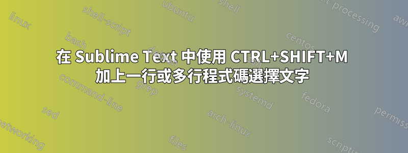 在 Sublime Text 中使用 CTRL+SHIFT+M 加上一行或多行程式碼選擇文字