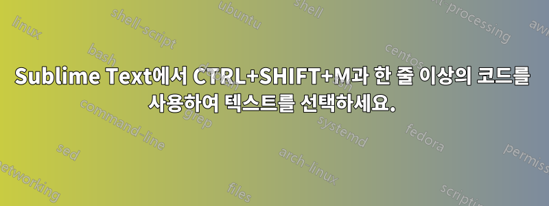 Sublime Text에서 CTRL+SHIFT+M과 한 줄 이상의 코드를 사용하여 텍스트를 선택하세요.