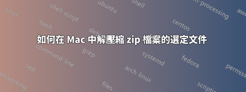 如何在 Mac 中解壓縮 zip 檔案的選定文件