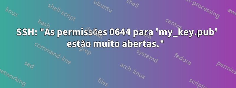 SSH: "As permissões 0644 para 'my_key.pub' estão muito abertas."