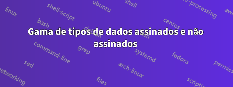 Gama de tipos de dados assinados e não assinados