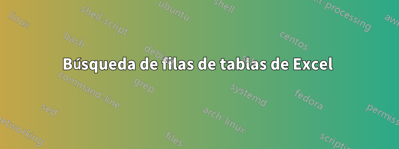 Búsqueda de filas de tablas de Excel