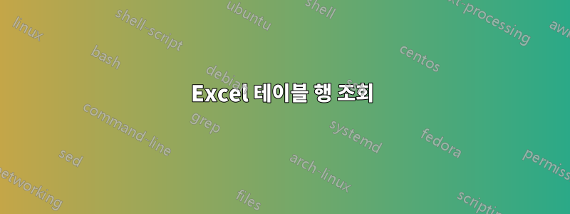 Excel 테이블 행 조회