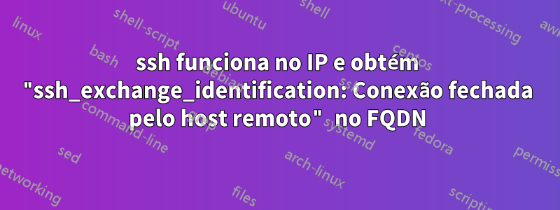 ssh funciona no IP e obtém "ssh_exchange_identification: Conexão fechada pelo host remoto" no FQDN