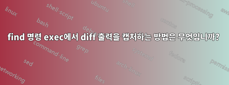 find 명령 exec에서 diff 출력을 캡처하는 방법은 무엇입니까?