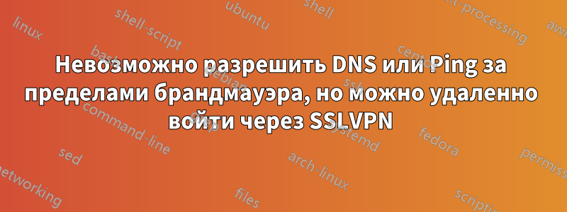 Невозможно разрешить DNS или Ping за пределами брандмауэра, но можно удаленно войти через SSLVPN