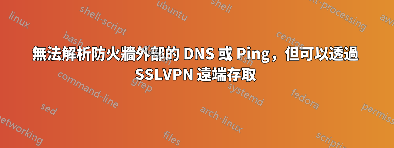 無法解析防火牆外部的 DNS 或 Ping，但可以透過 SSLVPN 遠端存取