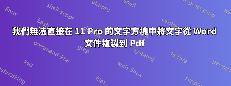 我們無法直接在 11 Pro 的文字方塊中將文字從 Word 文件複製到 Pdf