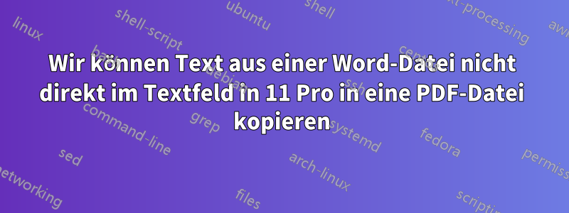 Wir können Text aus einer Word-Datei nicht direkt im Textfeld in 11 Pro in eine PDF-Datei kopieren