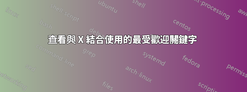 查看與 X 結合使用的最受歡迎關鍵字