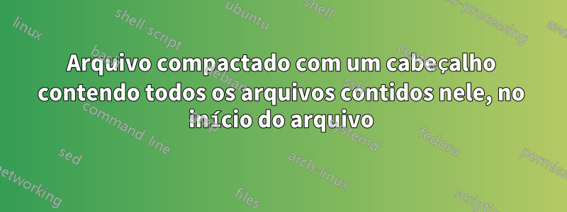 Arquivo compactado com um cabeçalho contendo todos os arquivos contidos nele, no início do arquivo