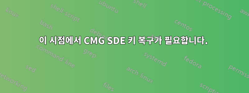 이 시점에서 CMG SDE 키 복구가 필요합니다.