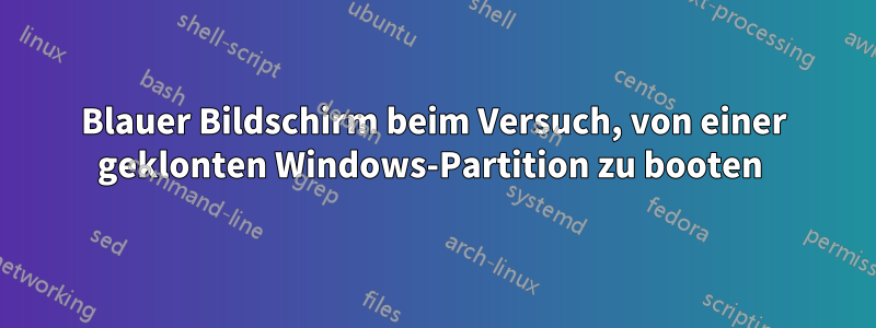 Blauer Bildschirm beim Versuch, von einer geklonten Windows-Partition zu booten 
