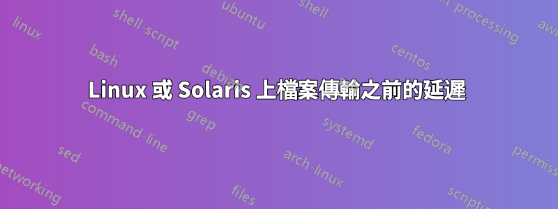 Linux 或 Solaris 上檔案傳輸之前的延遲