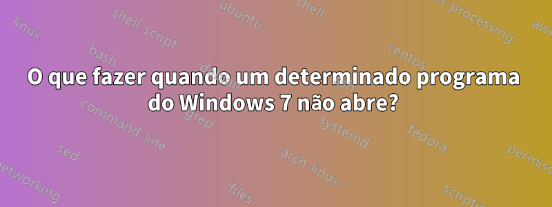 O que fazer quando um determinado programa do Windows 7 não abre?