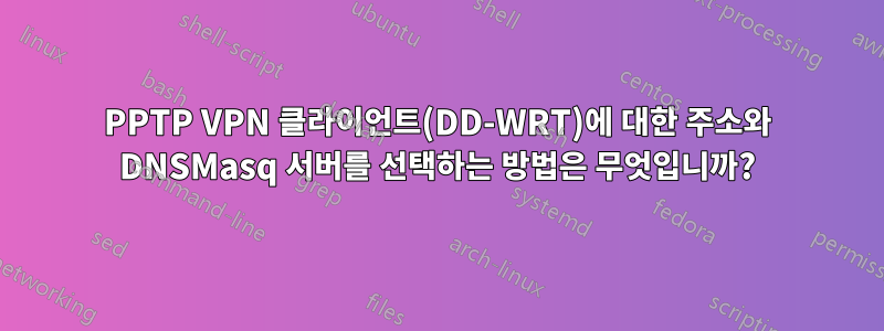 PPTP VPN 클라이언트(DD-WRT)에 대한 주소와 DNSMasq 서버를 선택하는 방법은 무엇입니까?