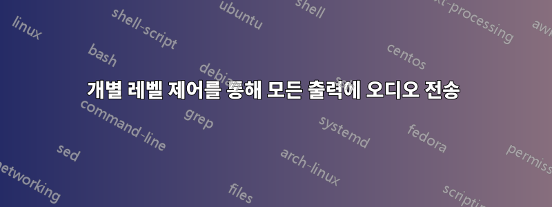 개별 레벨 제어를 통해 모든 출력에 오디오 전송