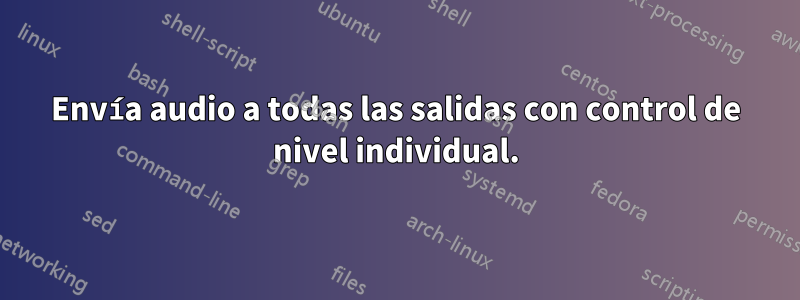 Envía audio a todas las salidas con control de nivel individual.